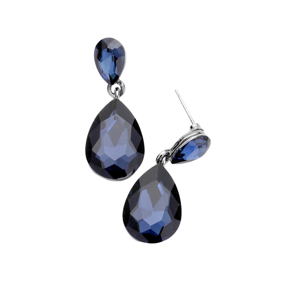 Glass Crystal Teardrop Dangle Earrings