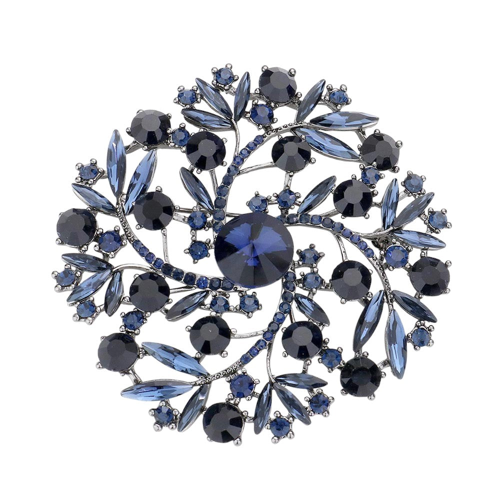 Pearl Rhinestone Embellished Flower Vine Brooch