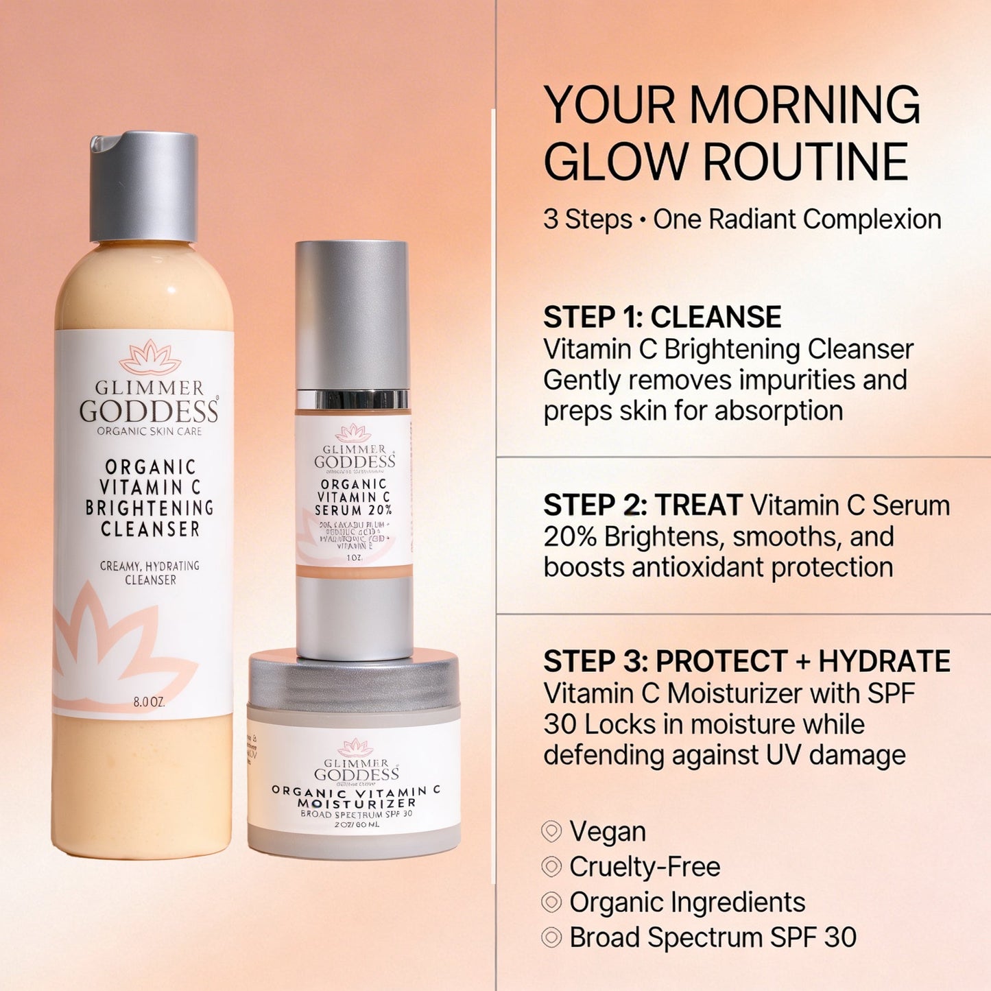 Morning Glow Routine – Vitamin C 3-Step Brightening System