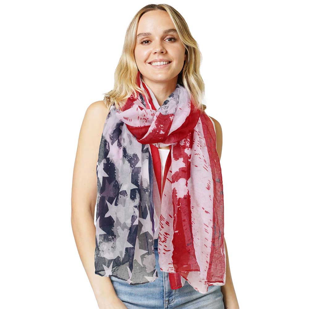 American USA Flag Printed Scarf