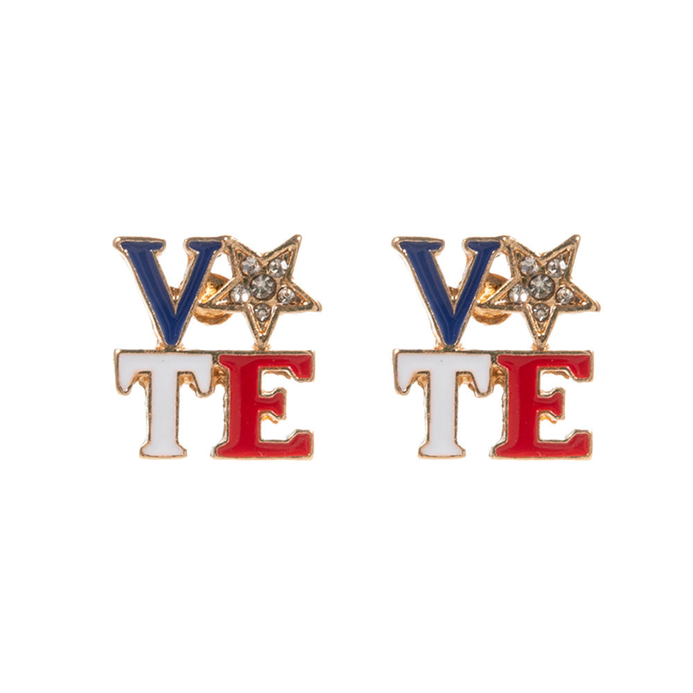 Enamel VOTE Message Stud Earrings