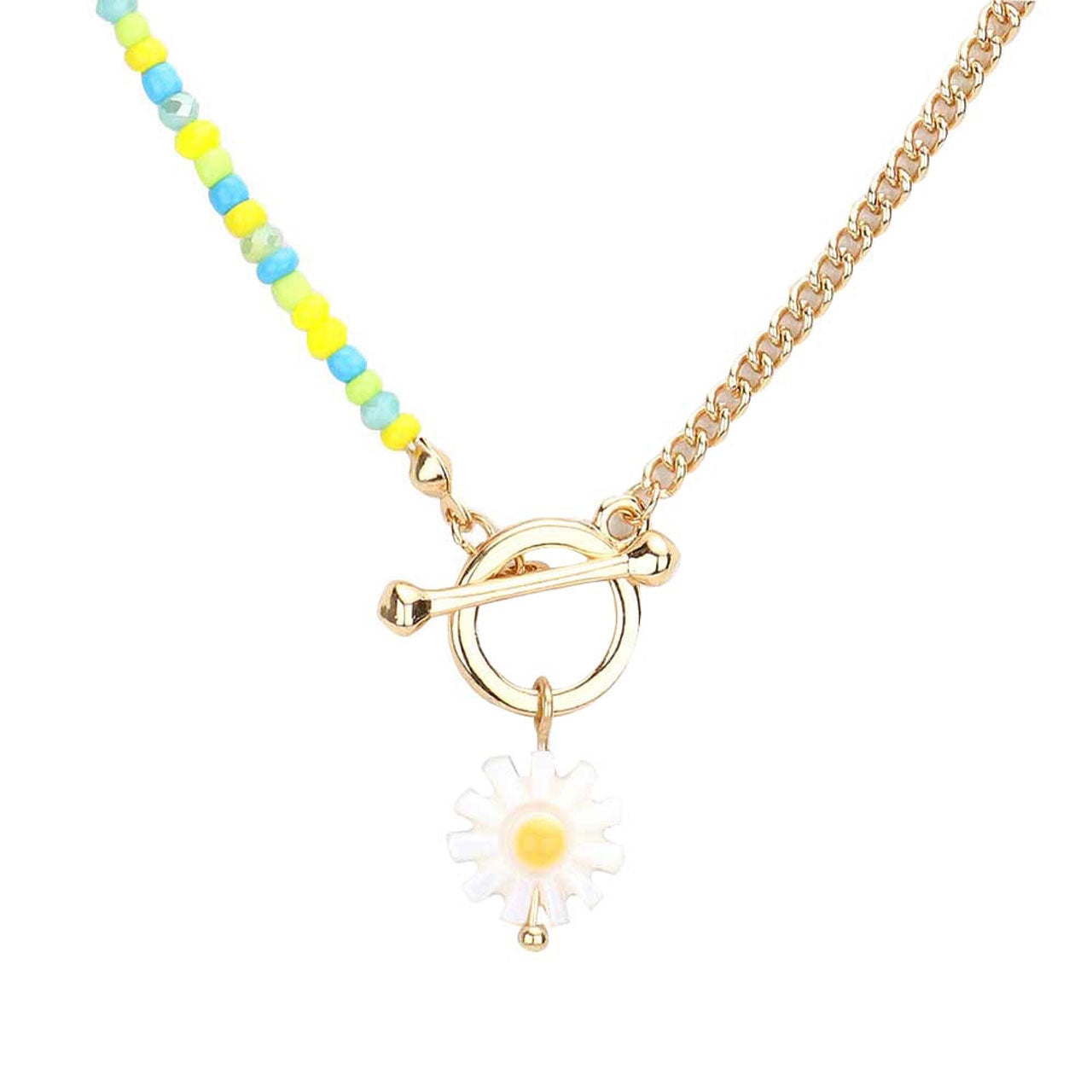 Flower Pendant Seed Beaded Necklace