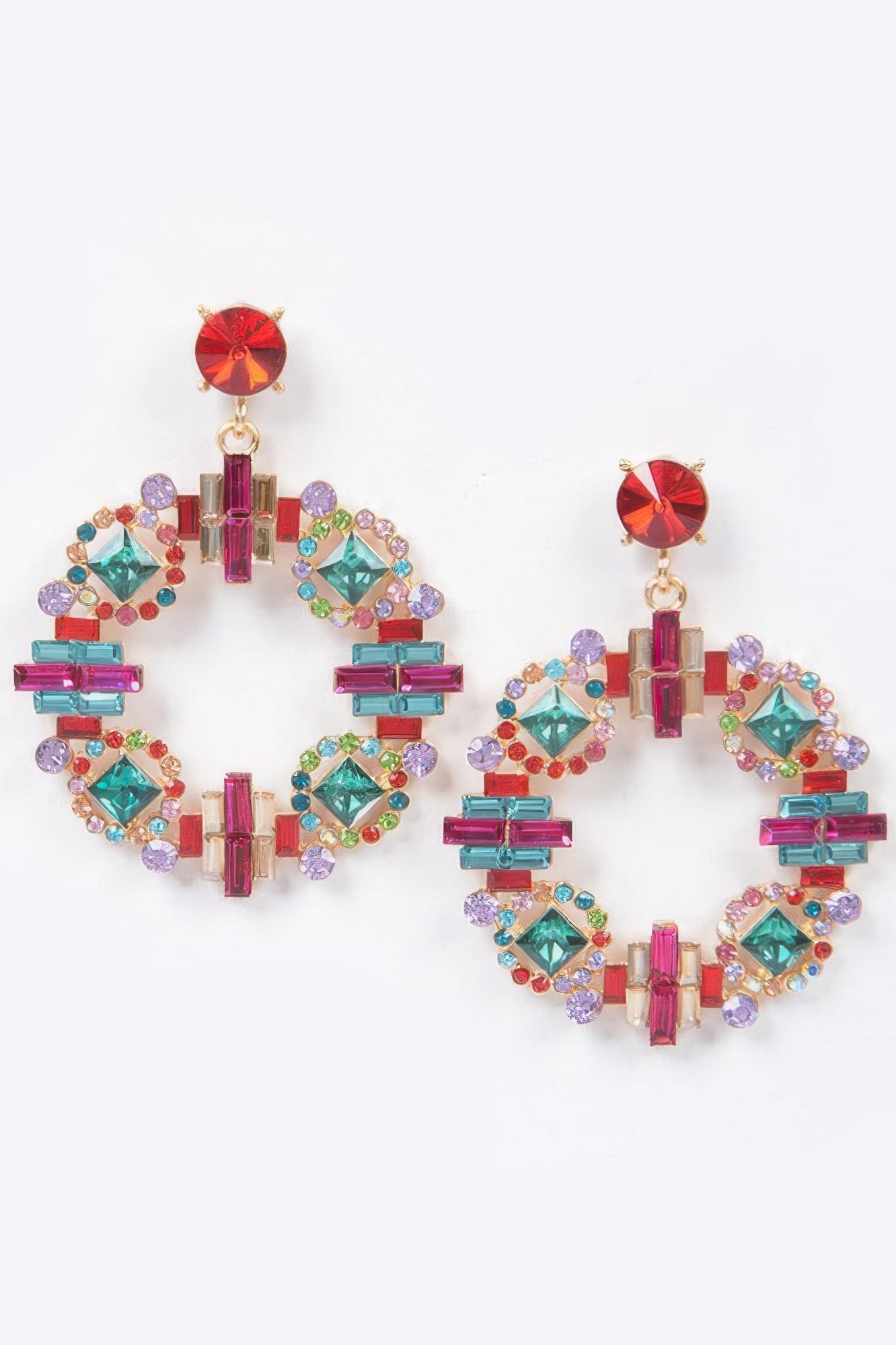 Multi Rhinestone Round Earrings | Iconic BYMANYC ® New York Glam-0