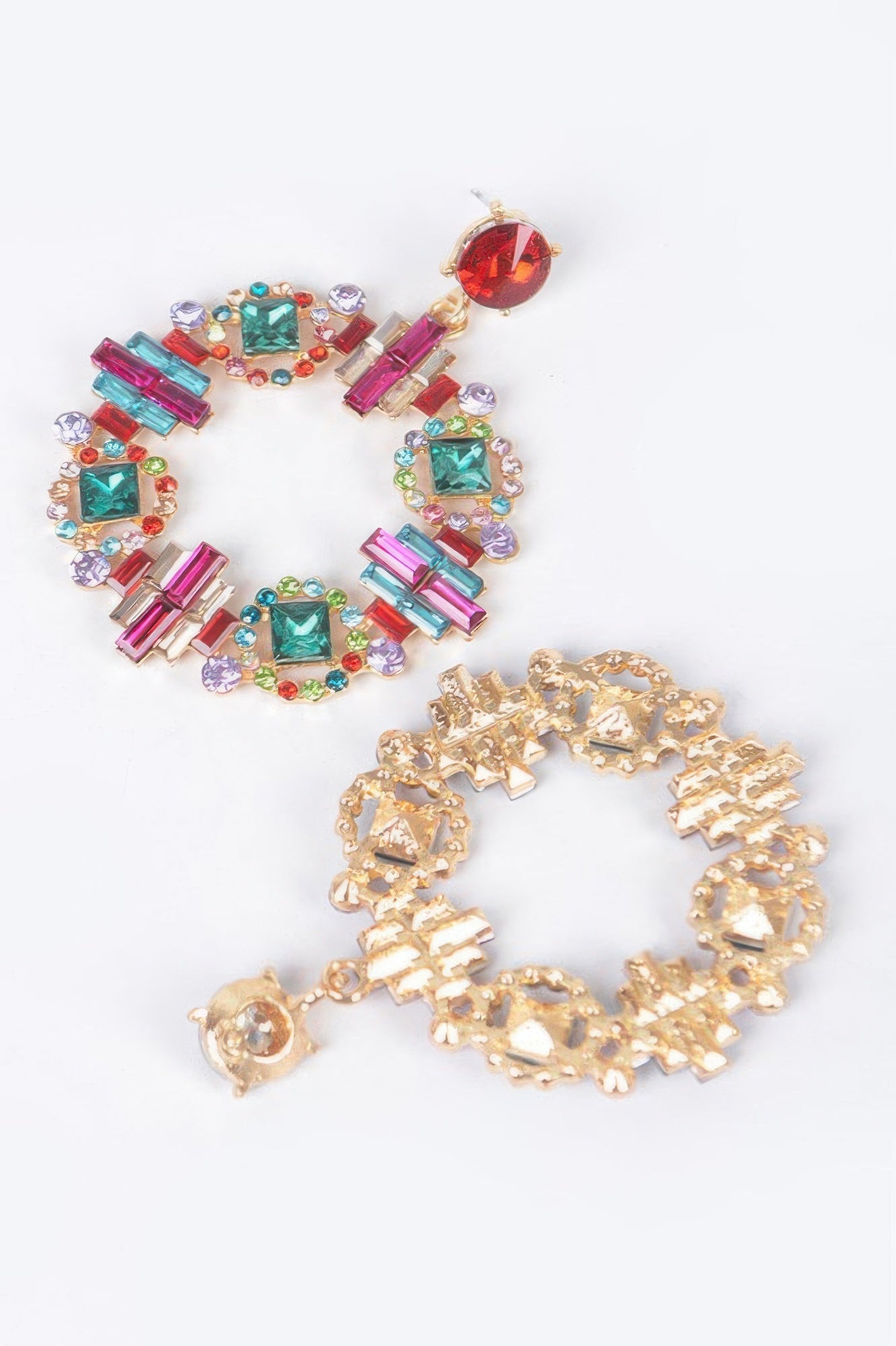 Multi Rhinestone Round Earrings | Iconic BYMANYC ® New York Glam-1