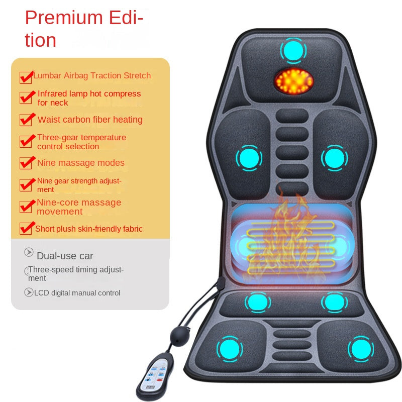 Multi-functional Heating Vibration Massage Cushion Seat Pad

Experience relief wherever you go with this versatile massage cushion! Featuring three therapeutic massage methods—kneading, vibration, and traction—it targets your neck, shoulders, back, and waist with soothing heat. The plush PU leather and velvet design fits seamlessly into your car or home, while the compact 15W power makes it perfect for on-the-go relaxation. Say goodbye to tension and hello to comfort, one massage at a time!

Car and Home
