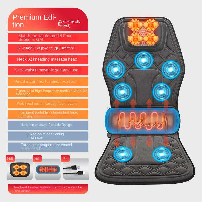 Multi-functional Heating Vibration Massage Cushion Seat Pad

Experience relief wherever you go with this versatile massage cushion! Featuring three therapeutic massage methods—kneading, vibration, and traction—it targets your neck, shoulders, back, and waist with soothing heat. The plush PU leather and velvet design fits seamlessly into your car or home, while the compact 15W power makes it perfect for on-the-go relaxation. Say goodbye to tension and hello to comfort, one massage at a time!

Car and Home