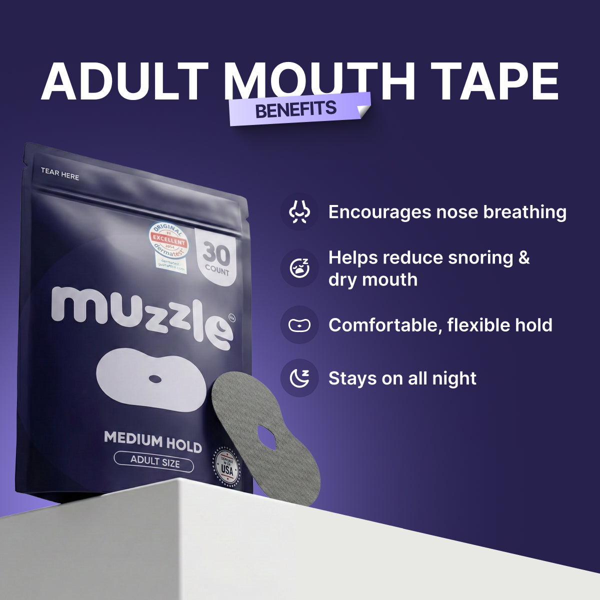 Muzzle® Mouth Tape for Adults (Strong Hold)-2