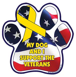 My Dog & I Support the Veterans - Paw Magnet