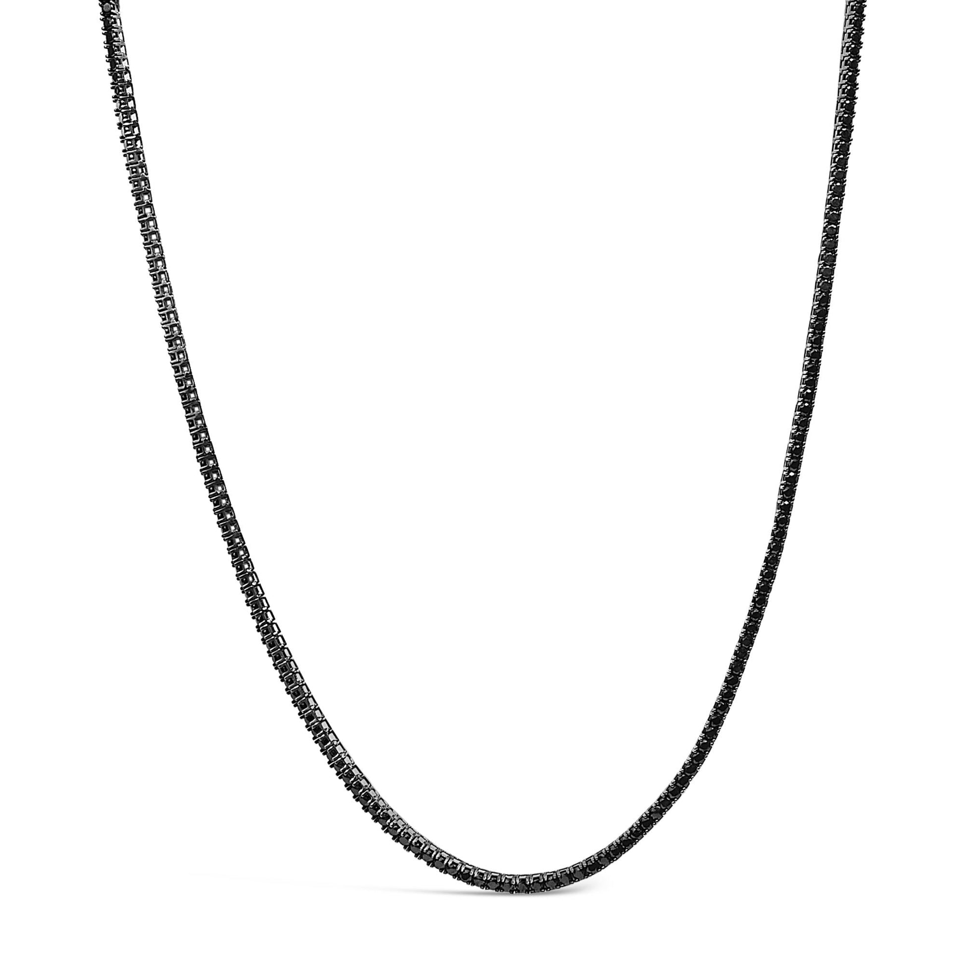 Men's Sterling Silver Black Onyx Tennis Necklace-0
