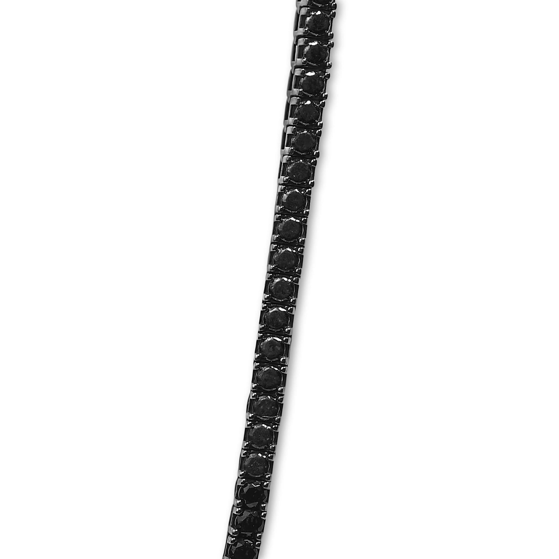 Men's Sterling Silver Black Onyx Tennis Necklace-1