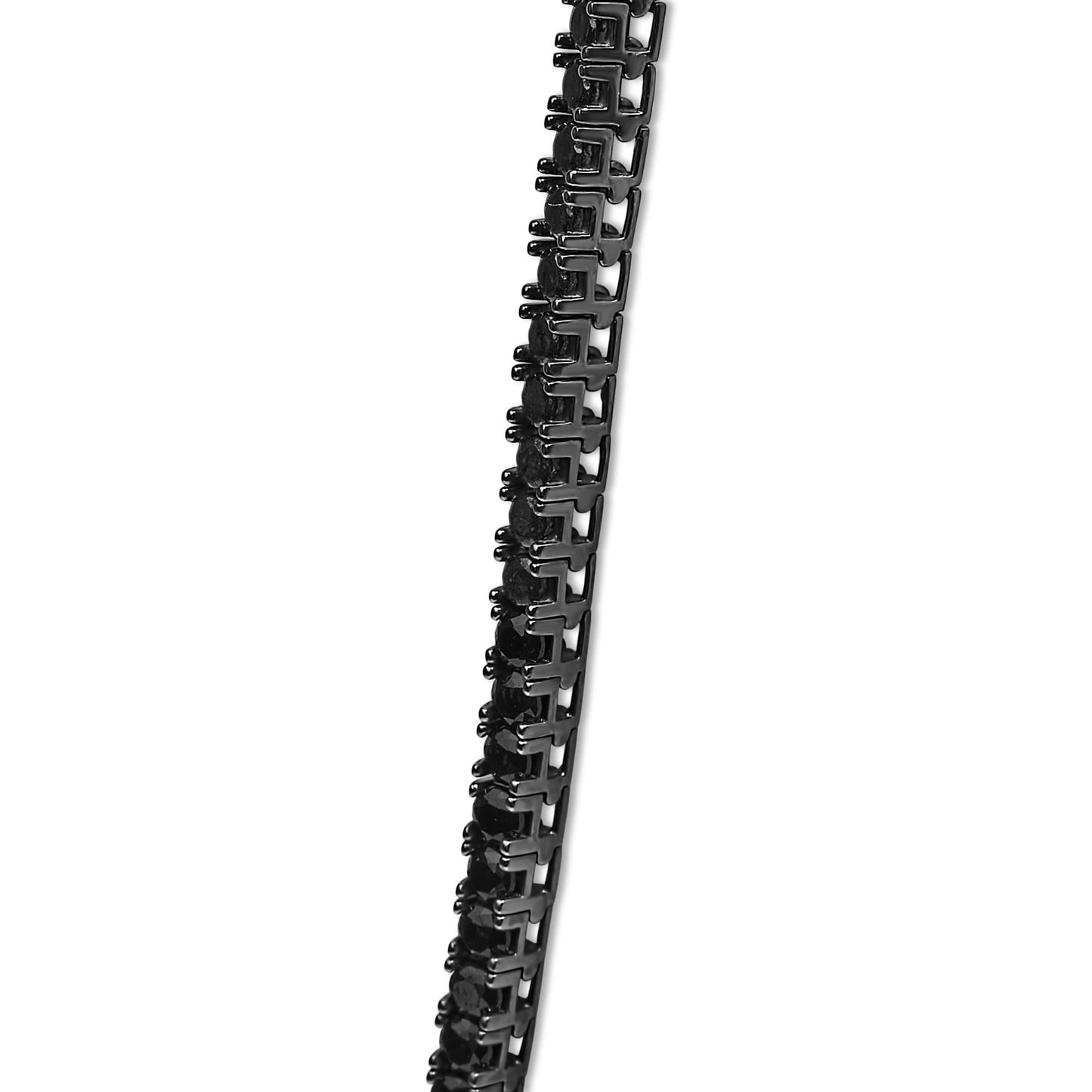 Men's Sterling Silver Black Onyx Tennis Necklace-3