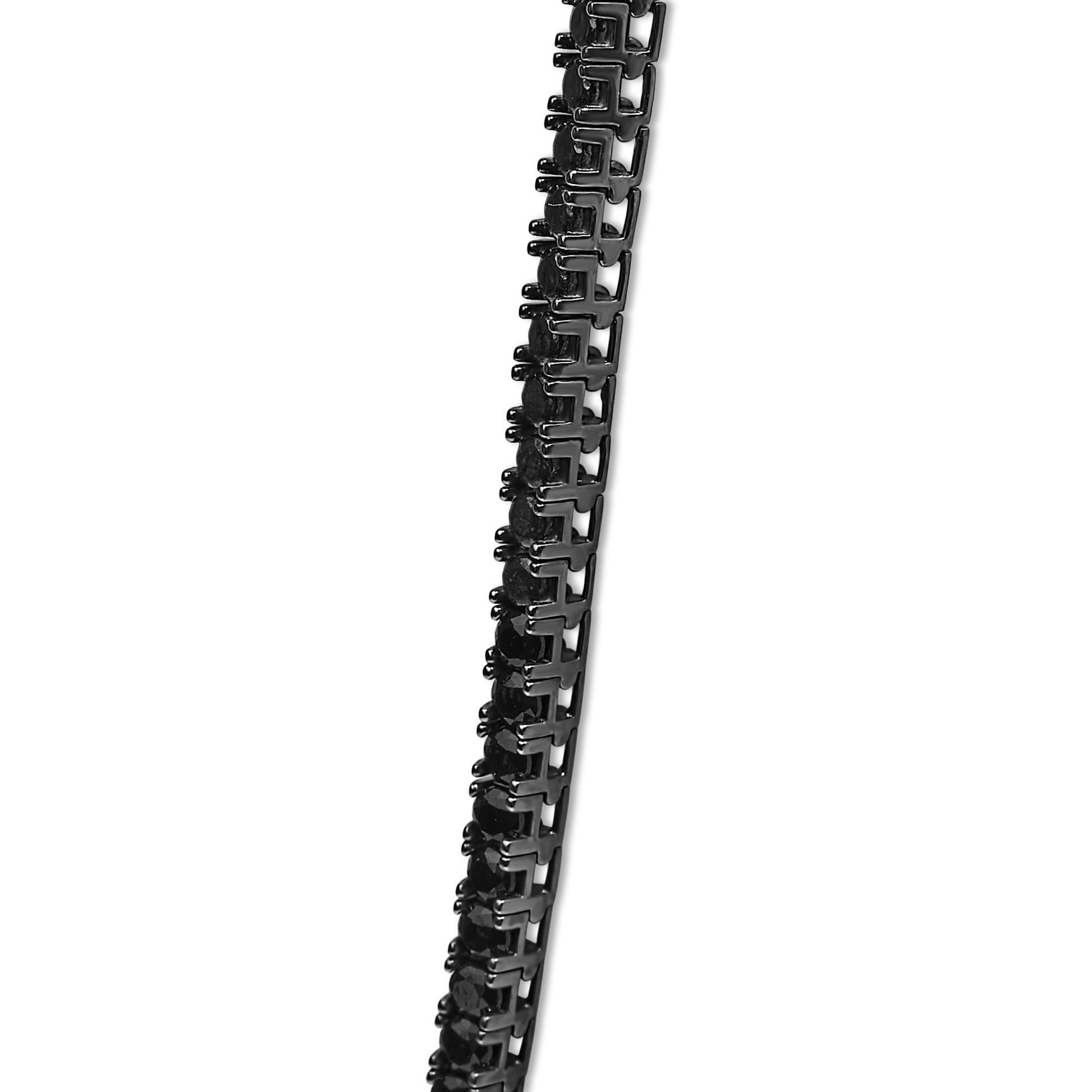 Men's Sterling Silver Black Onyx Tennis Necklace-3