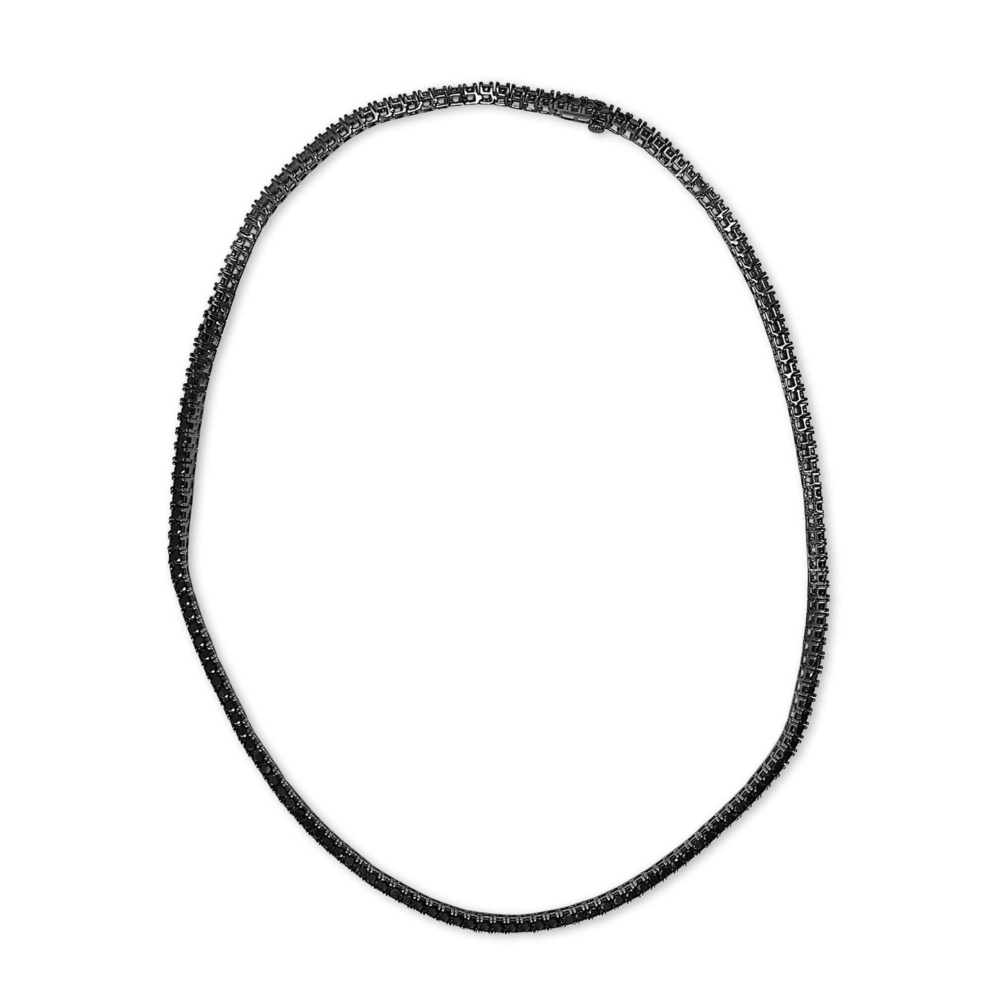 Men's Sterling Silver Black Onyx Tennis Necklace-4