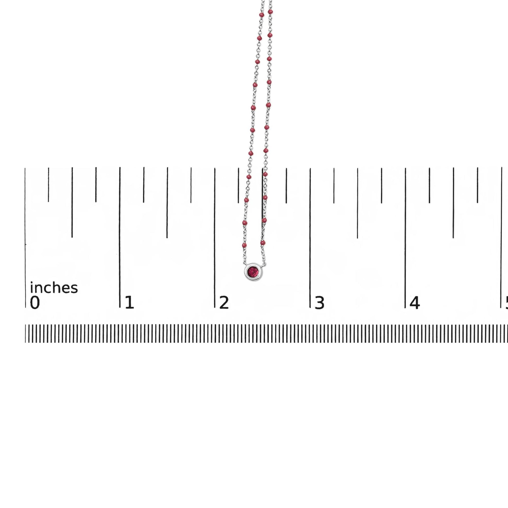 Sterling Silver Rhodolite Enamel Bead Chain Necklace 18 Inch-4