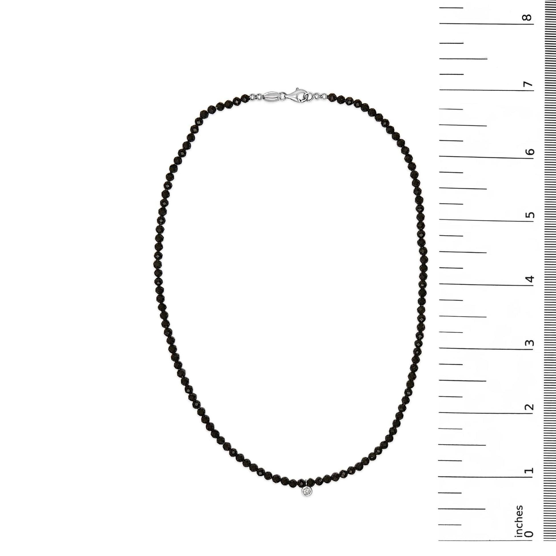Sterling Silver Diamond Accent Black Spinel Bead Station Necklace-4