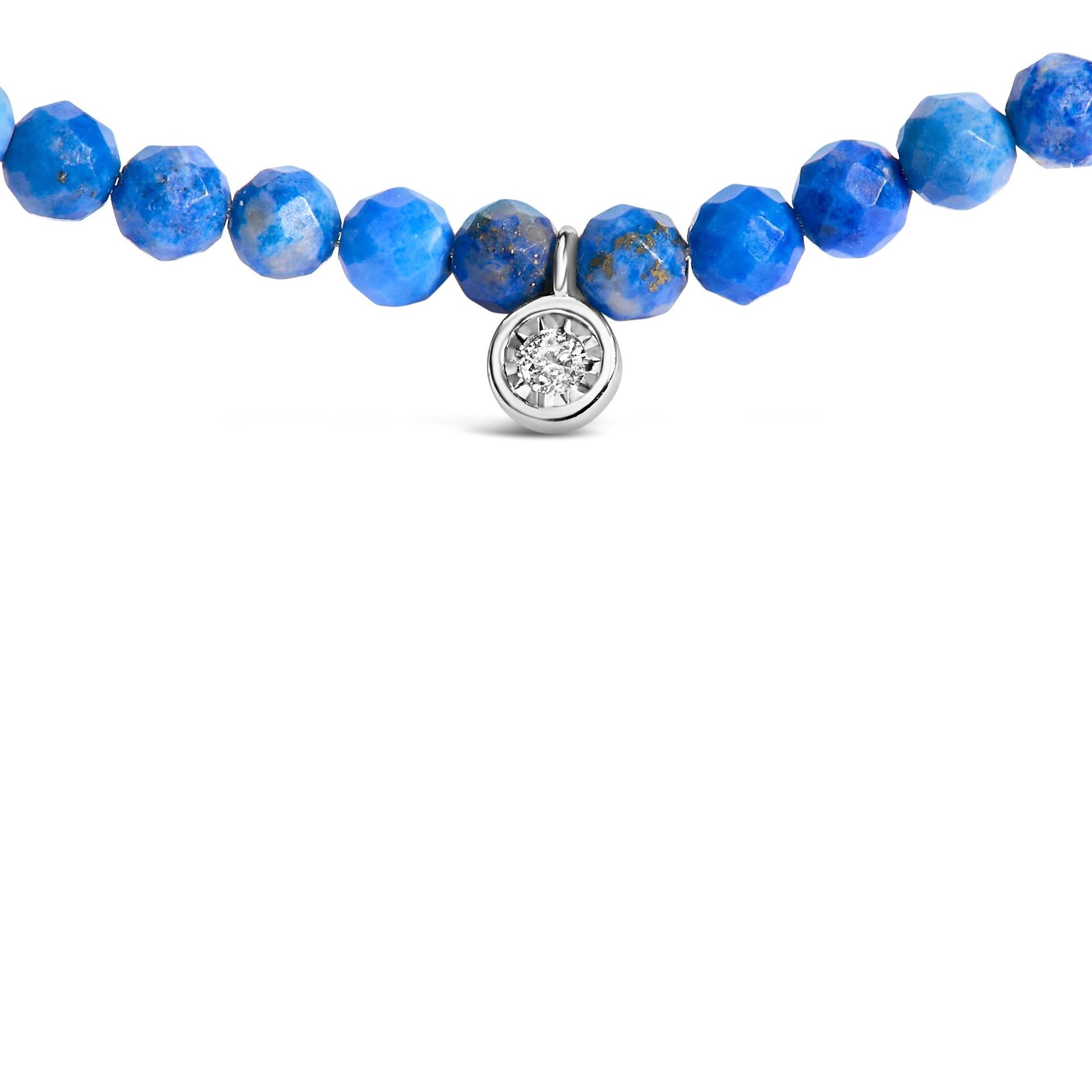 Sterling Silver Diamond Accent Blue Lapis Bead Station Necklace-1