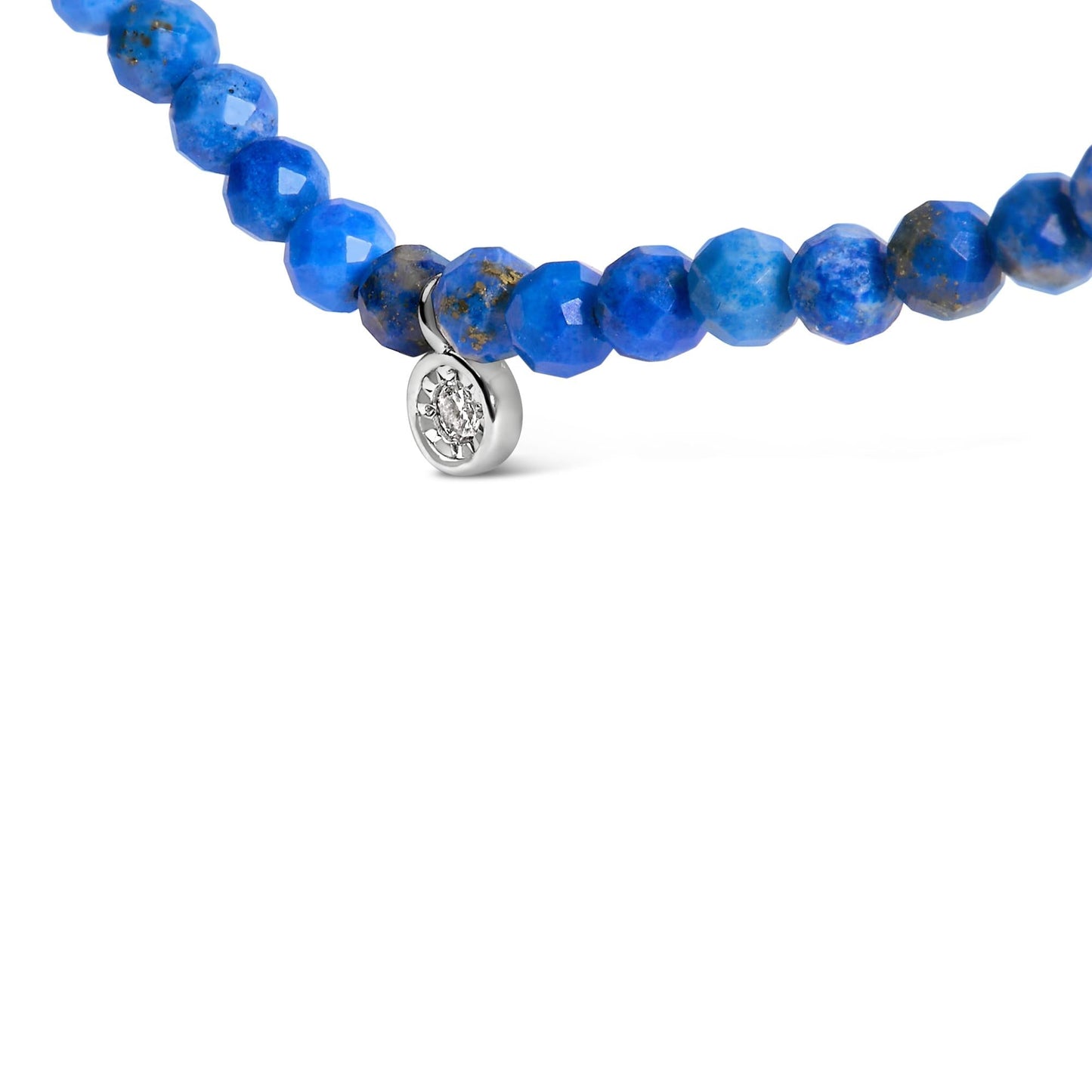 Sterling Silver Diamond Accent Blue Lapis Bead Station Necklace-3