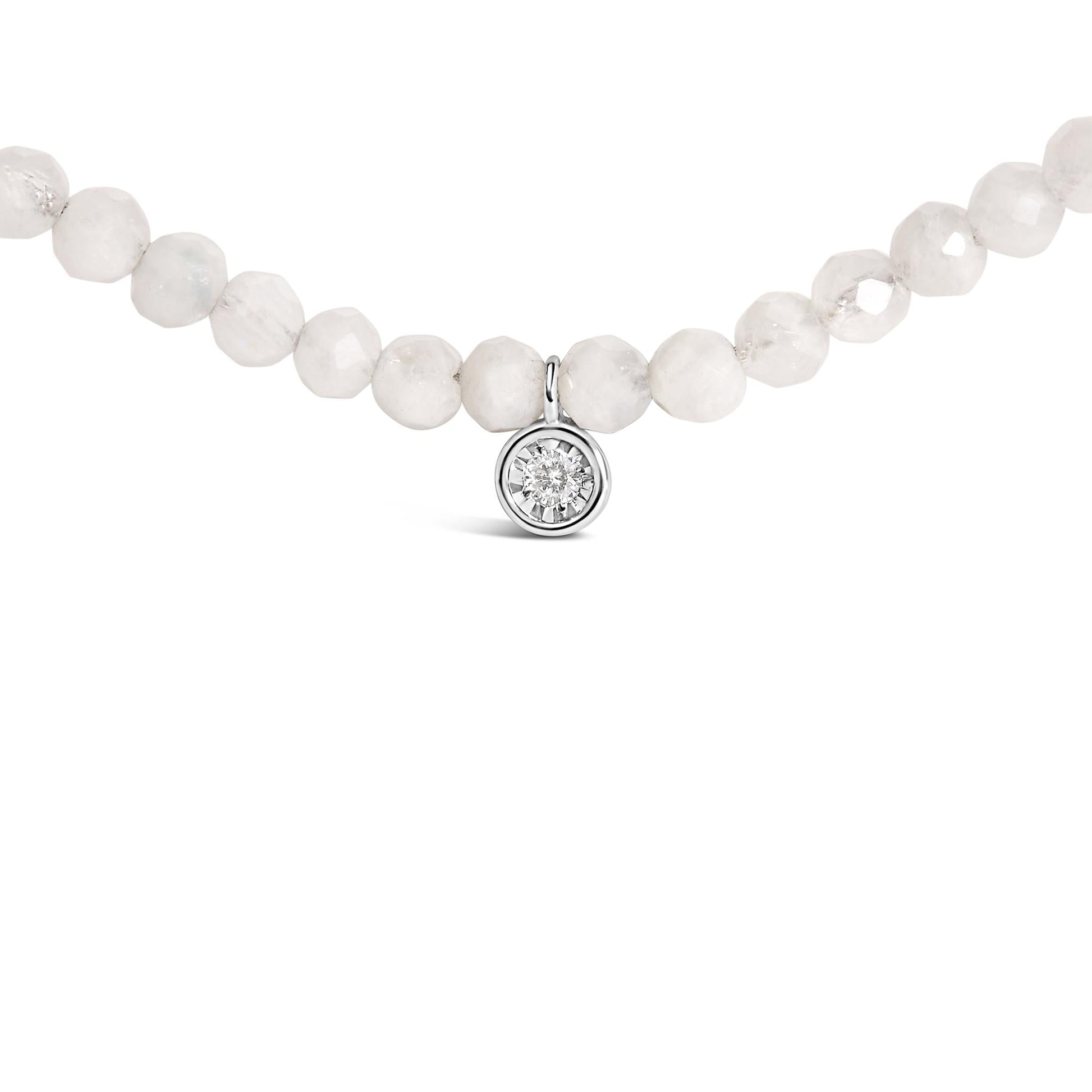 Sterling Silver Moonstone Bead Station Necklace with Diamond Accent-1