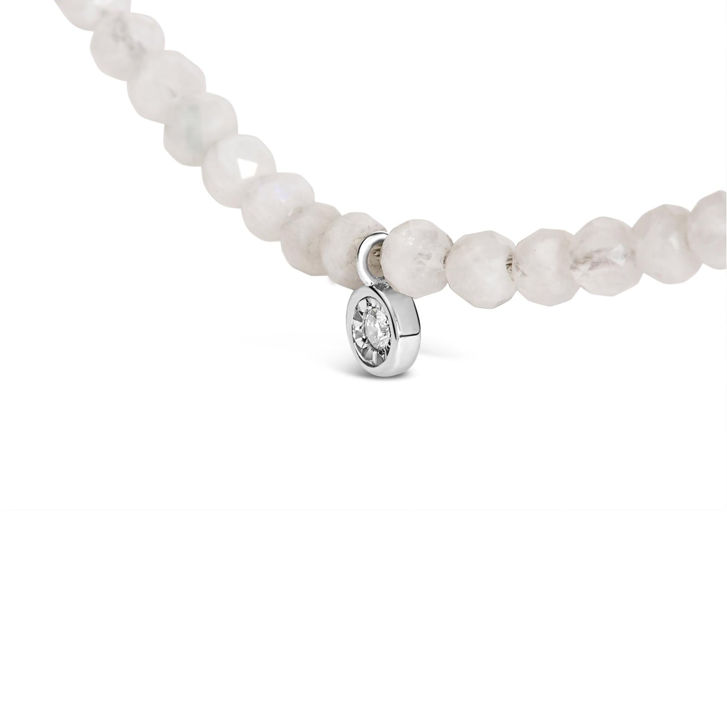 Sterling Silver Moonstone Bead Station Necklace with Diamond Accent-3