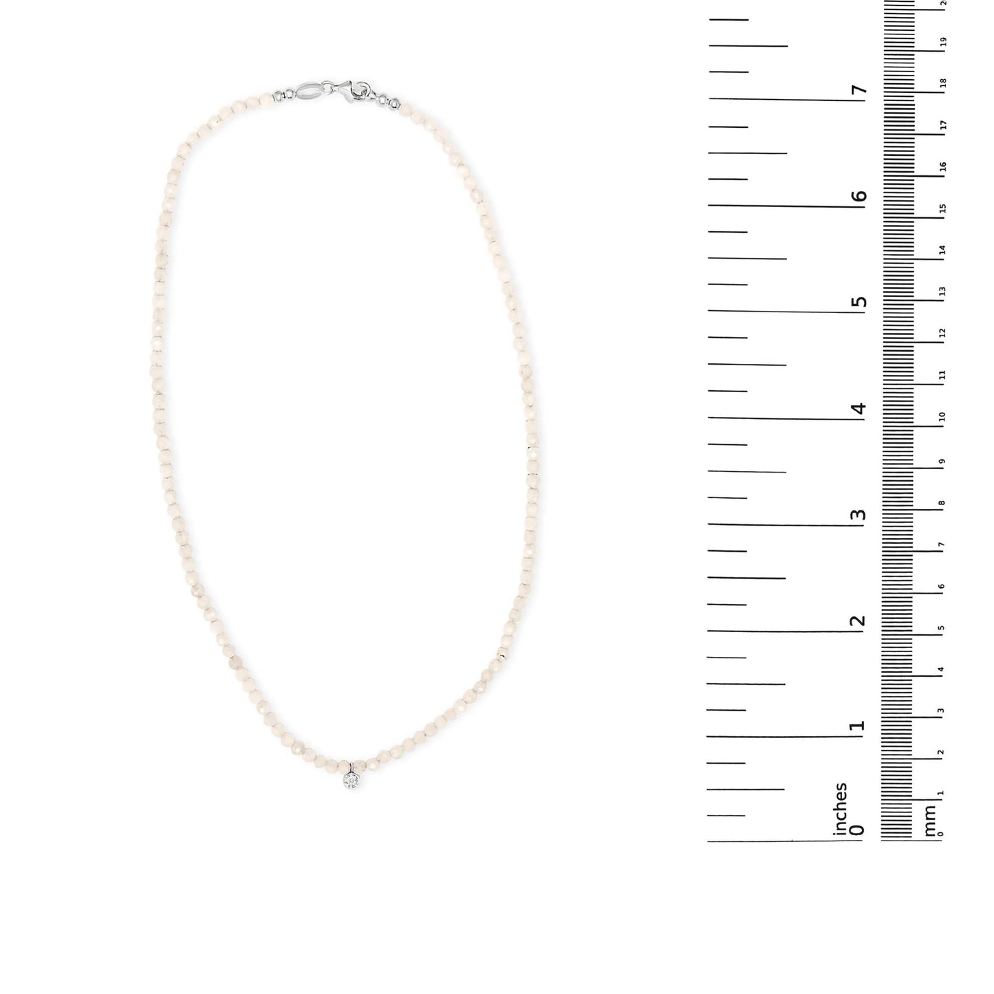 Sterling Silver Moonstone Bead Station Necklace with Diamond Accent-4