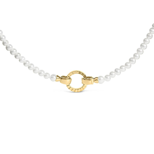 18K Yellow Gold Vermeil Pearl Strand Infinity Necklace-0