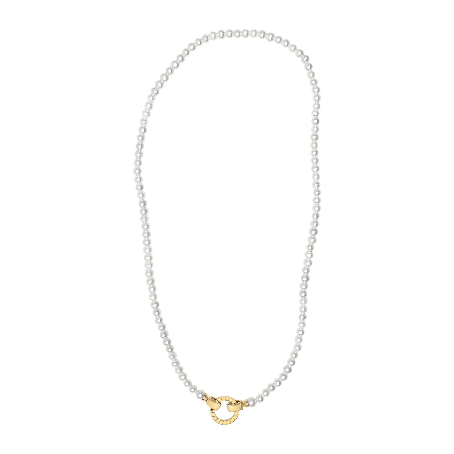 18K Yellow Gold Vermeil Pearl Strand Infinity Necklace-4