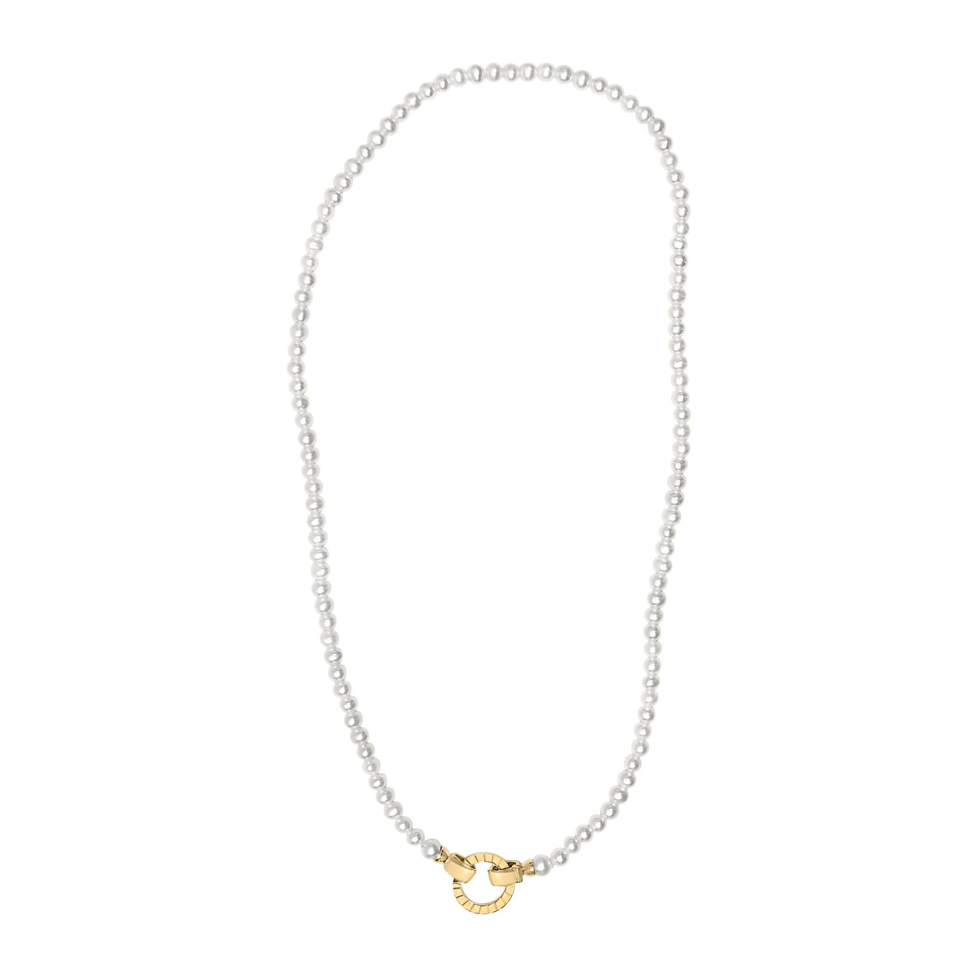 18K Yellow Gold Vermeil Pearl Strand Infinity Necklace-4