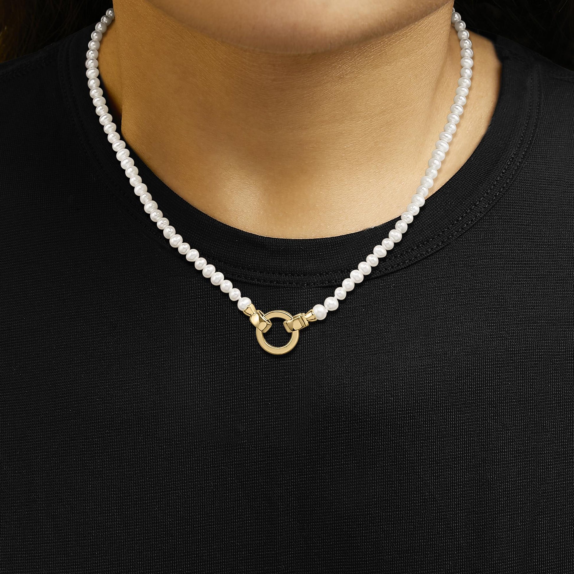18K Yellow Gold Vermeil Pearl Strand Infinity Necklace-2