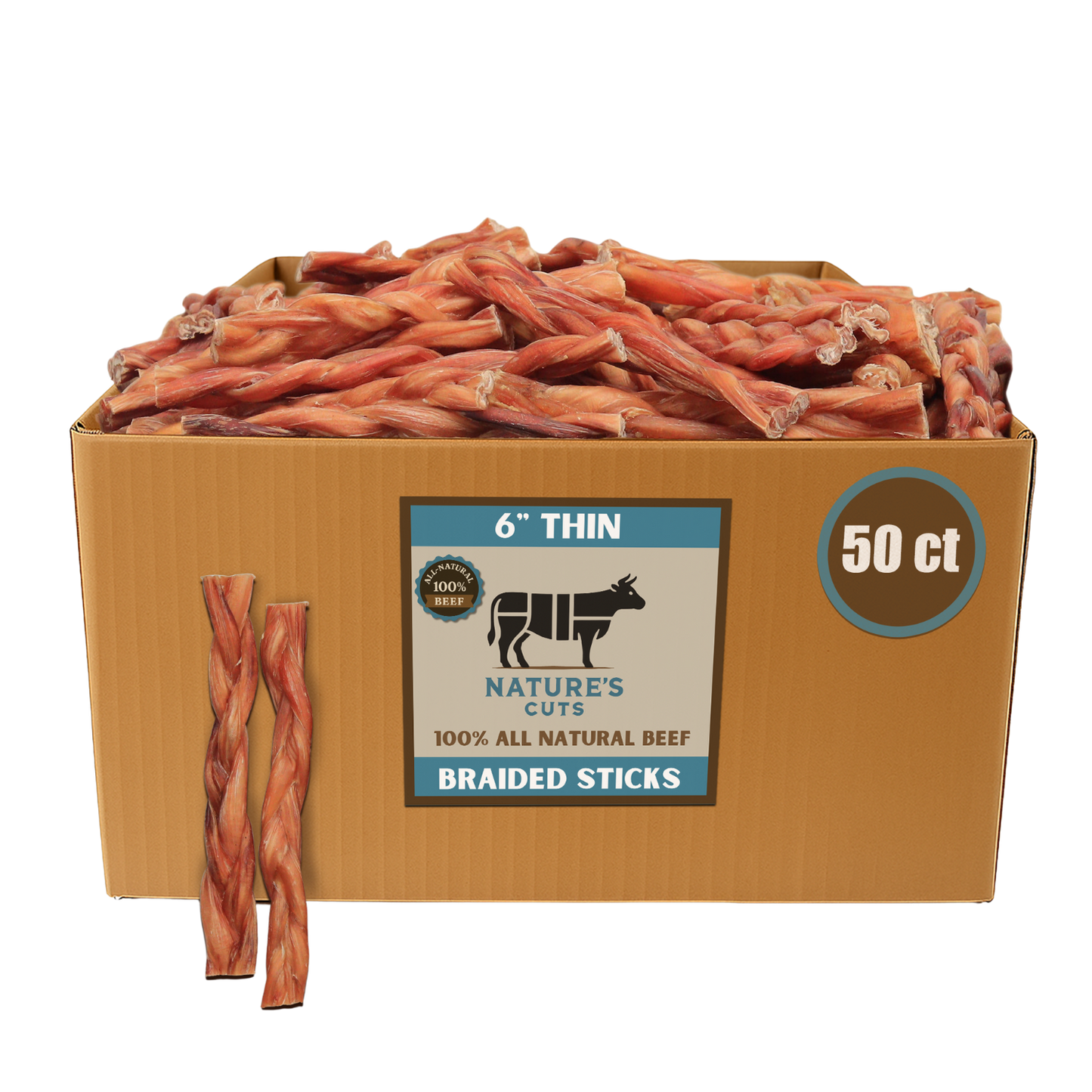 6" Thin Braided Bulk Bully Sticks-0