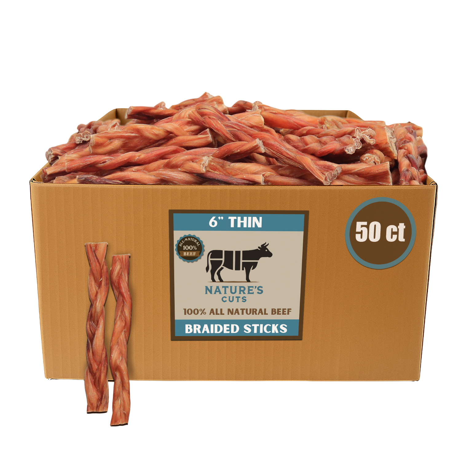 6" Thin Braided Bulk Bully Sticks-0