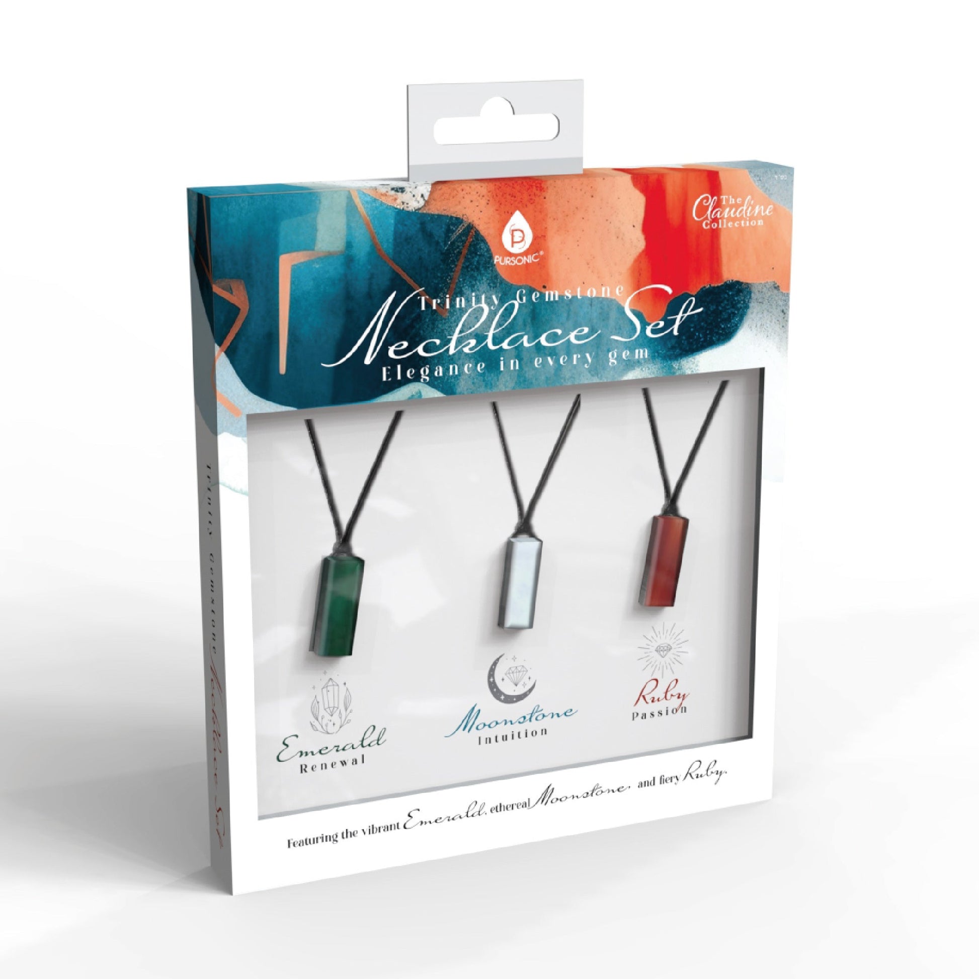 Trinity Gemstone Necklace Set – Elegance in Every Gem-0