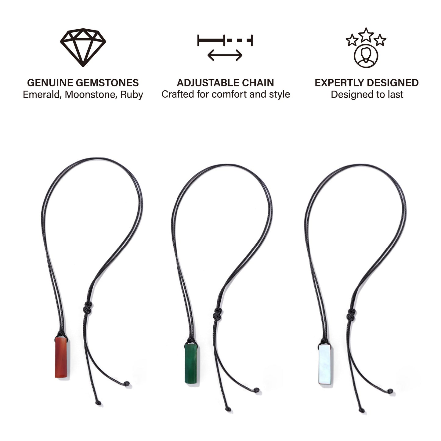 Trinity Gemstone Necklace Set – Elegance in Every Gem-2