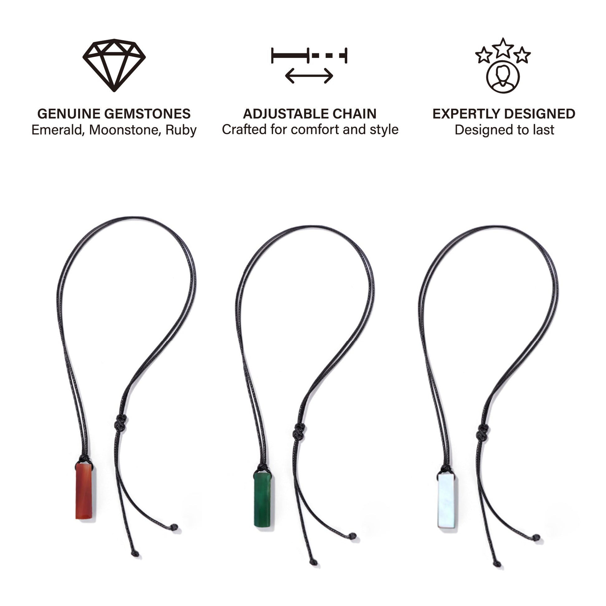 Trinity Gemstone Necklace Set – Elegance in Every Gem-2