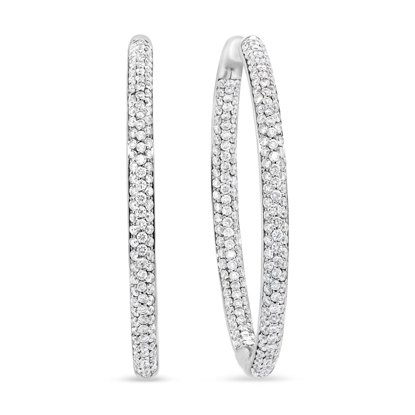 18K White Gold 2.00 Cttw Round-Cut Diamond Inner-Outer Hoop Earrings (F-G Color, VS1-VS2 Clarity)-3