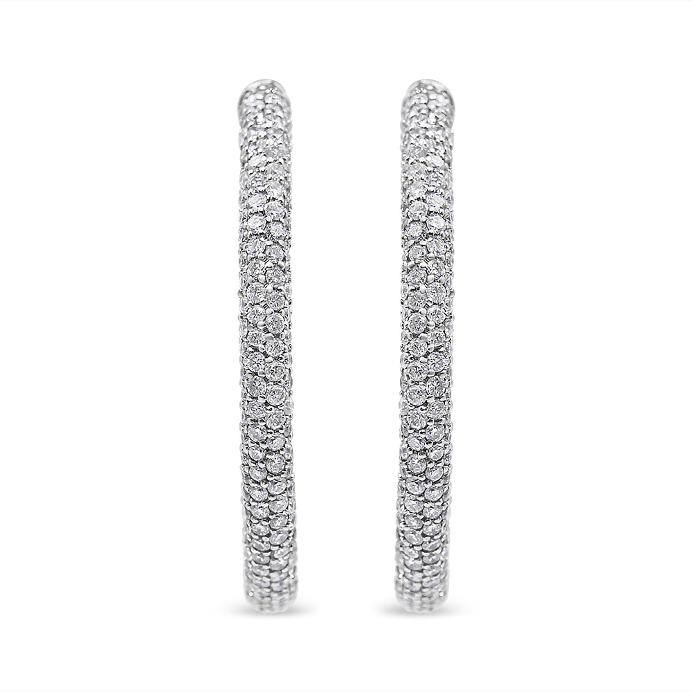 18K White Gold 2 1/3 Cttw Pave Set Diamond Semi Eternity Leverback Hoop Earrings (F-G Color, VS1-VS2 Clarity)-1