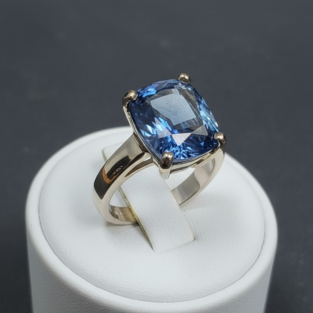 "Never Forgotten" Cushion Cut Cremation Ring Large 12x10mm