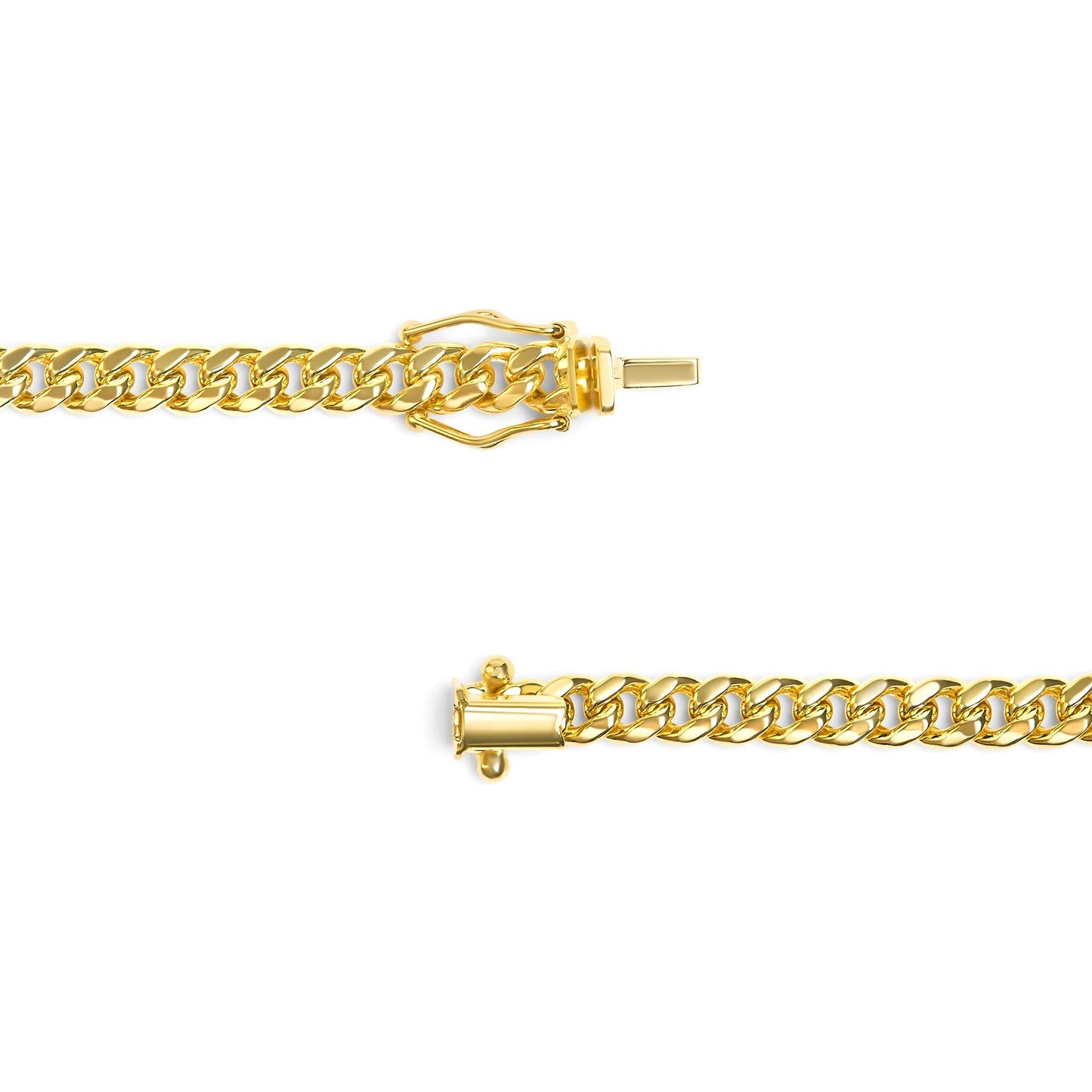 Semi-Solid 14K Yellow Gold 4.5mm Miami Cuban Chain Necklace - Unisex Chain-1