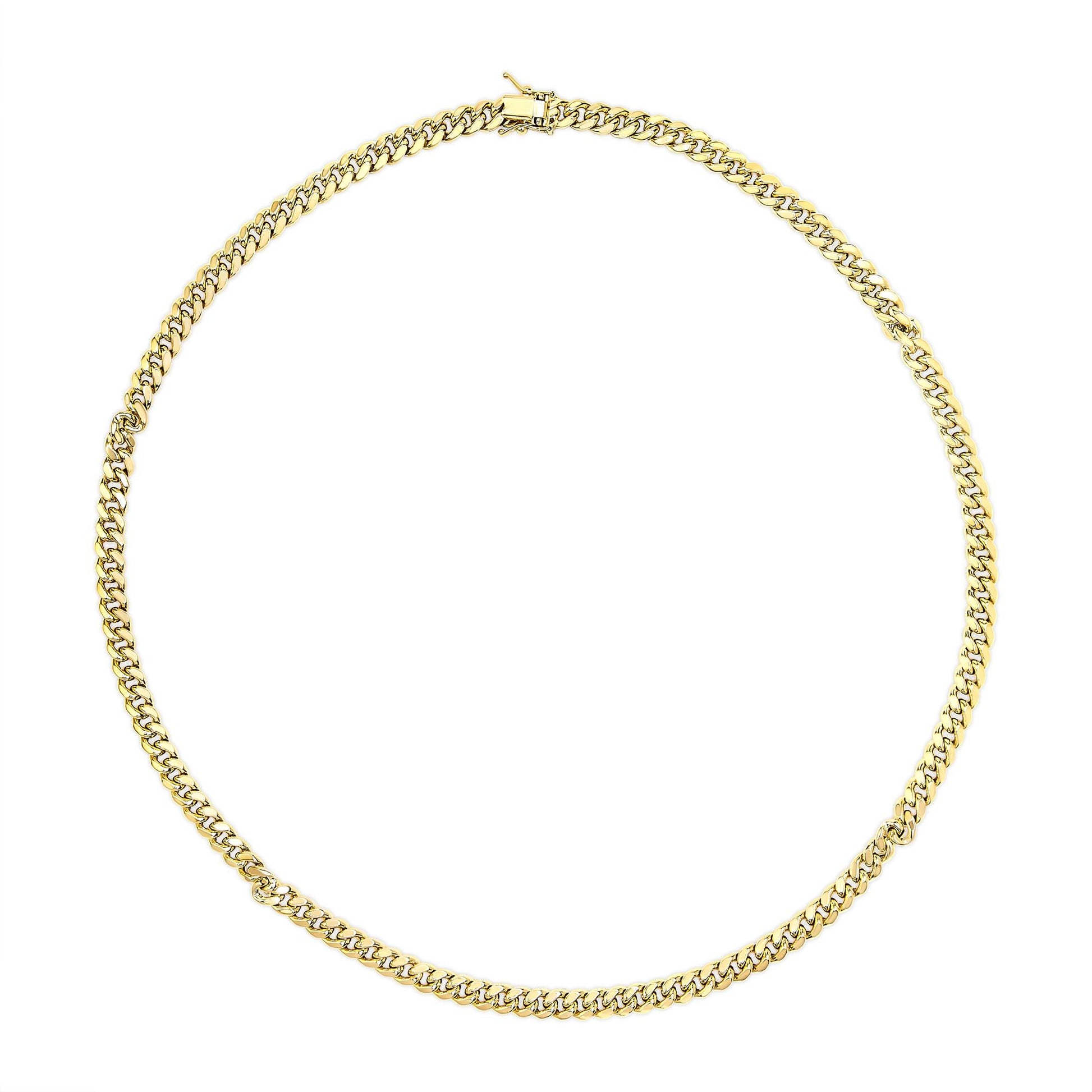 Semi-Solid 14K Yellow Gold 6.1mm Classic Miami Cuban Chain Necklace-3