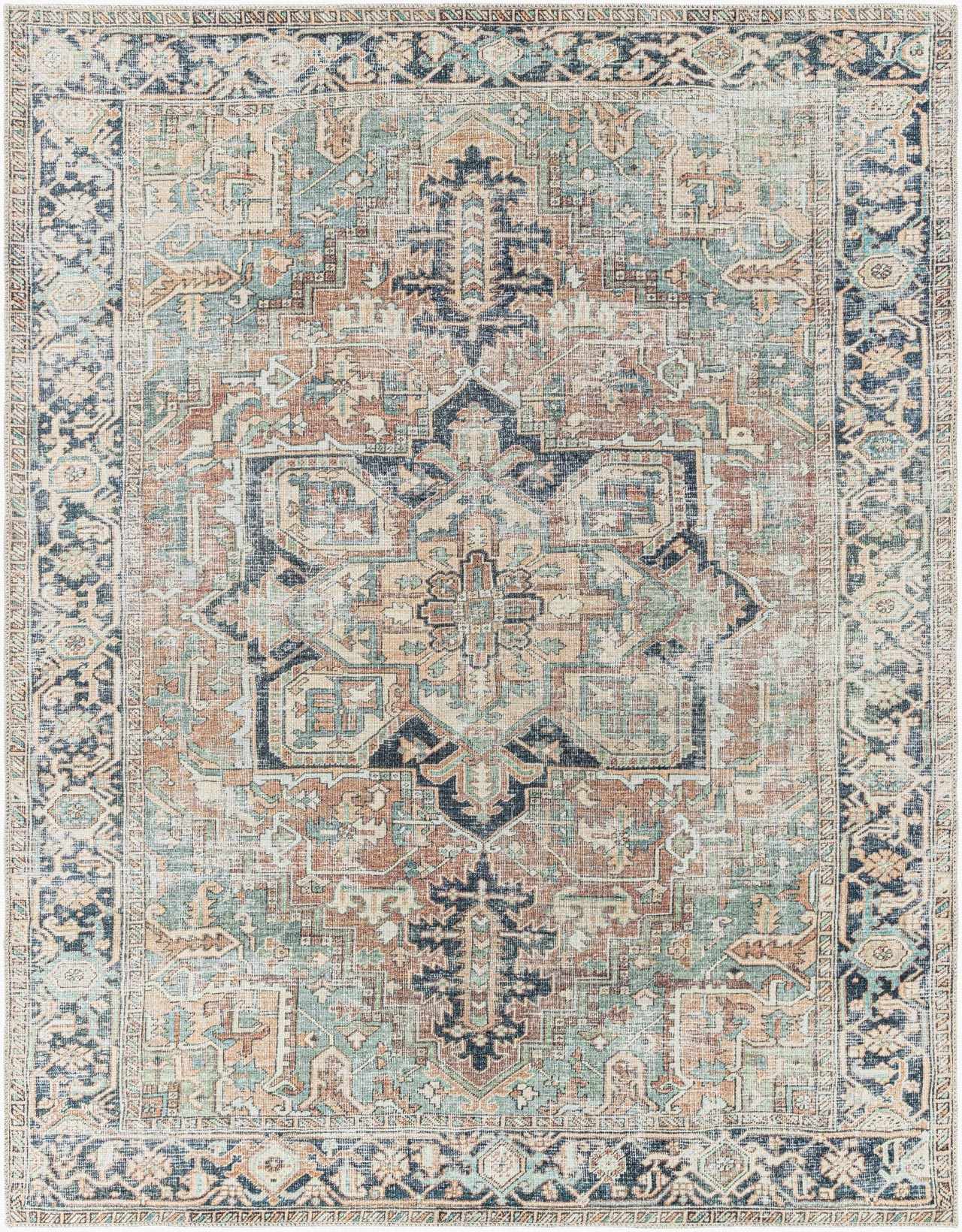 Green Nisa Tumble Dry Washable Rug-0