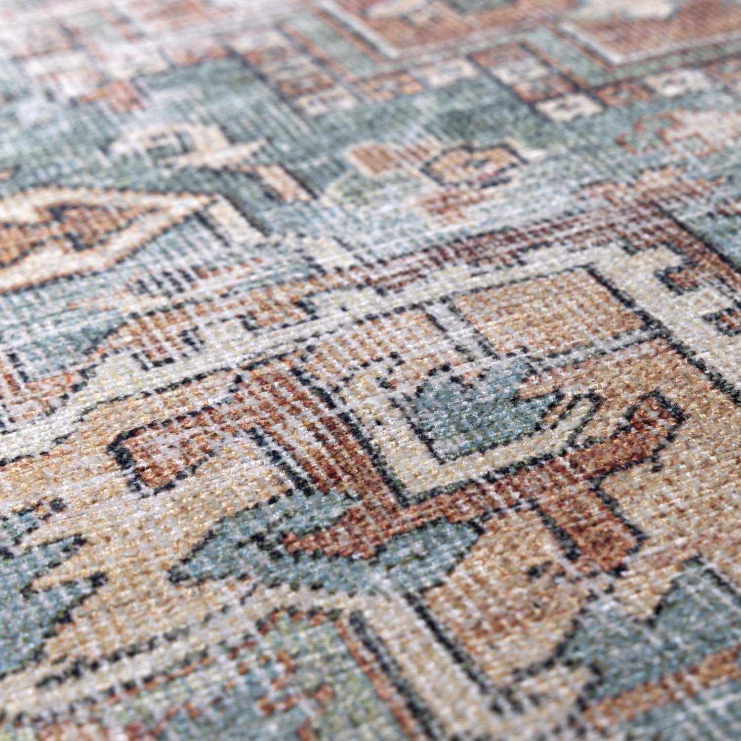 Green Nisa Tumble Dry Washable Rug-3