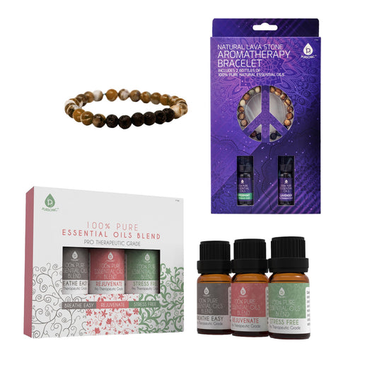 Pursonic Aromatherapy Bliss Bundle: Lava Stone Bracelet + Pure Essential Oils.-0