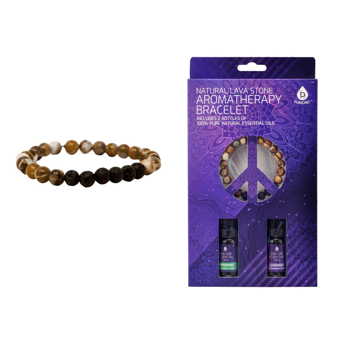 Mindful Energy Jewelry Set: Natural Lava Stone Bracelet with Essential Oils Set & Trinity Gemstone Necklace-4