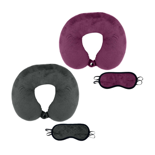 2 Memory Foam Travel Pillows with Sleep Masks – Ultimate Comfort for Couples on the Go-0