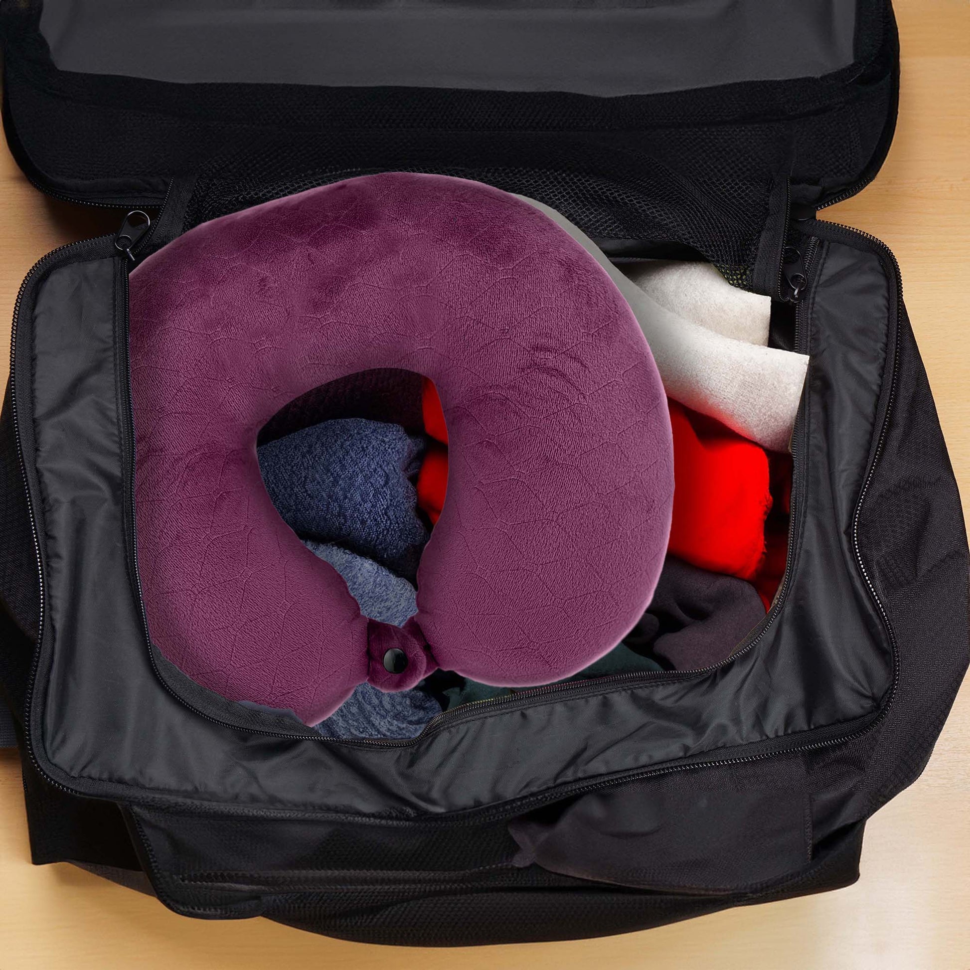 Memory Foam Travel Pillow with Sleep Mask-1