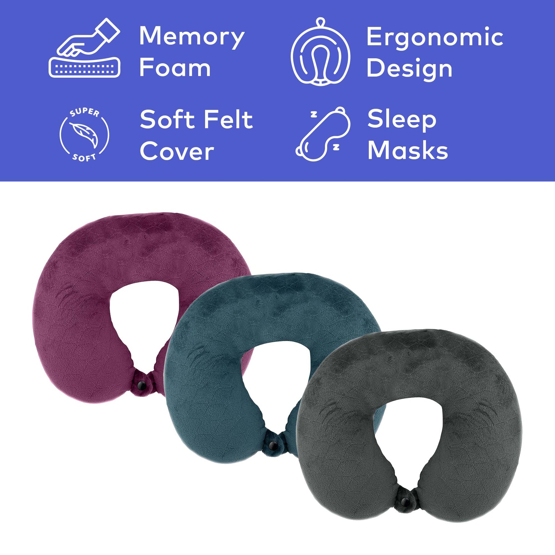 Memory Foam Travel Pillow with Sleep Mask-0