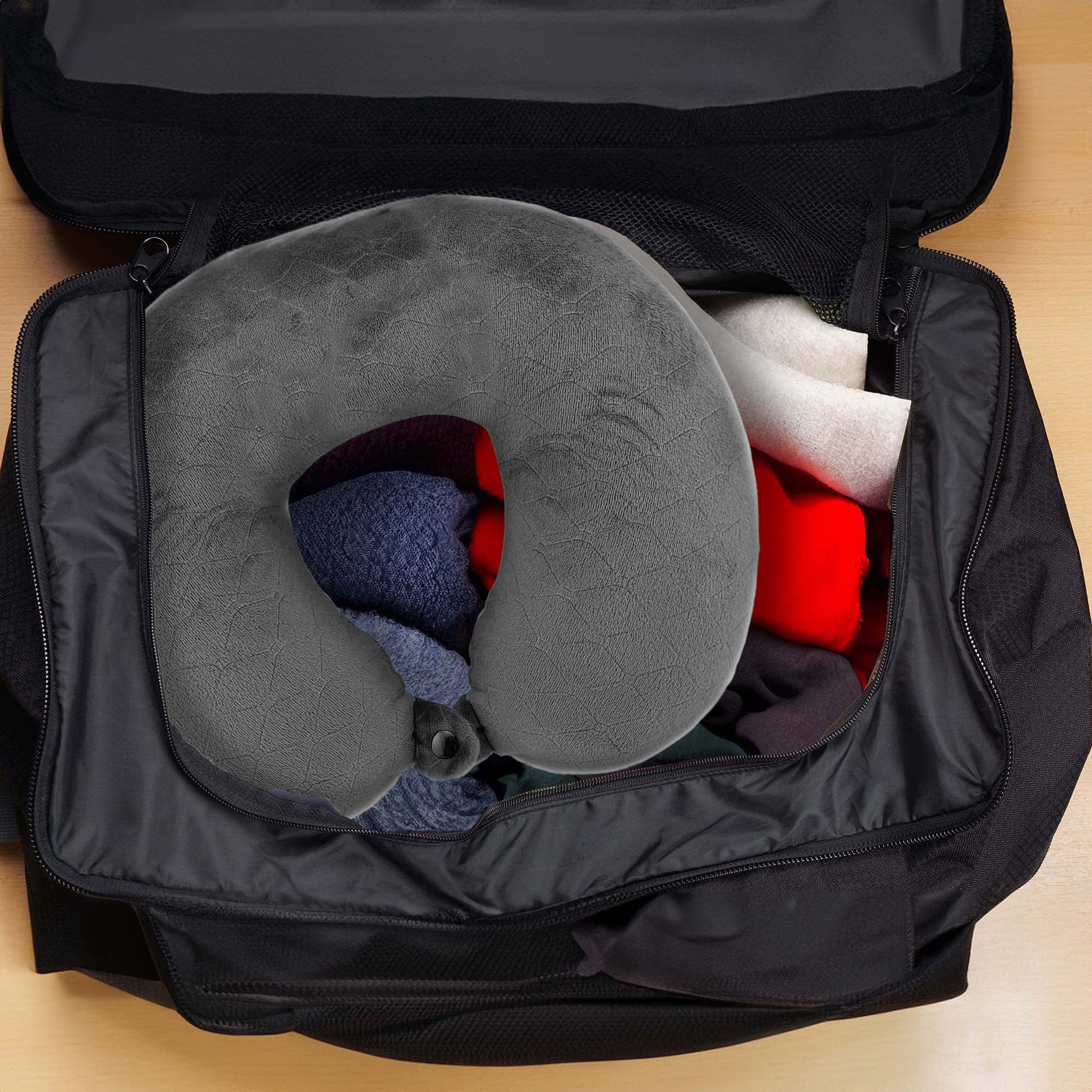 Memory Foam Travel Pillow with Sleep Mask-3