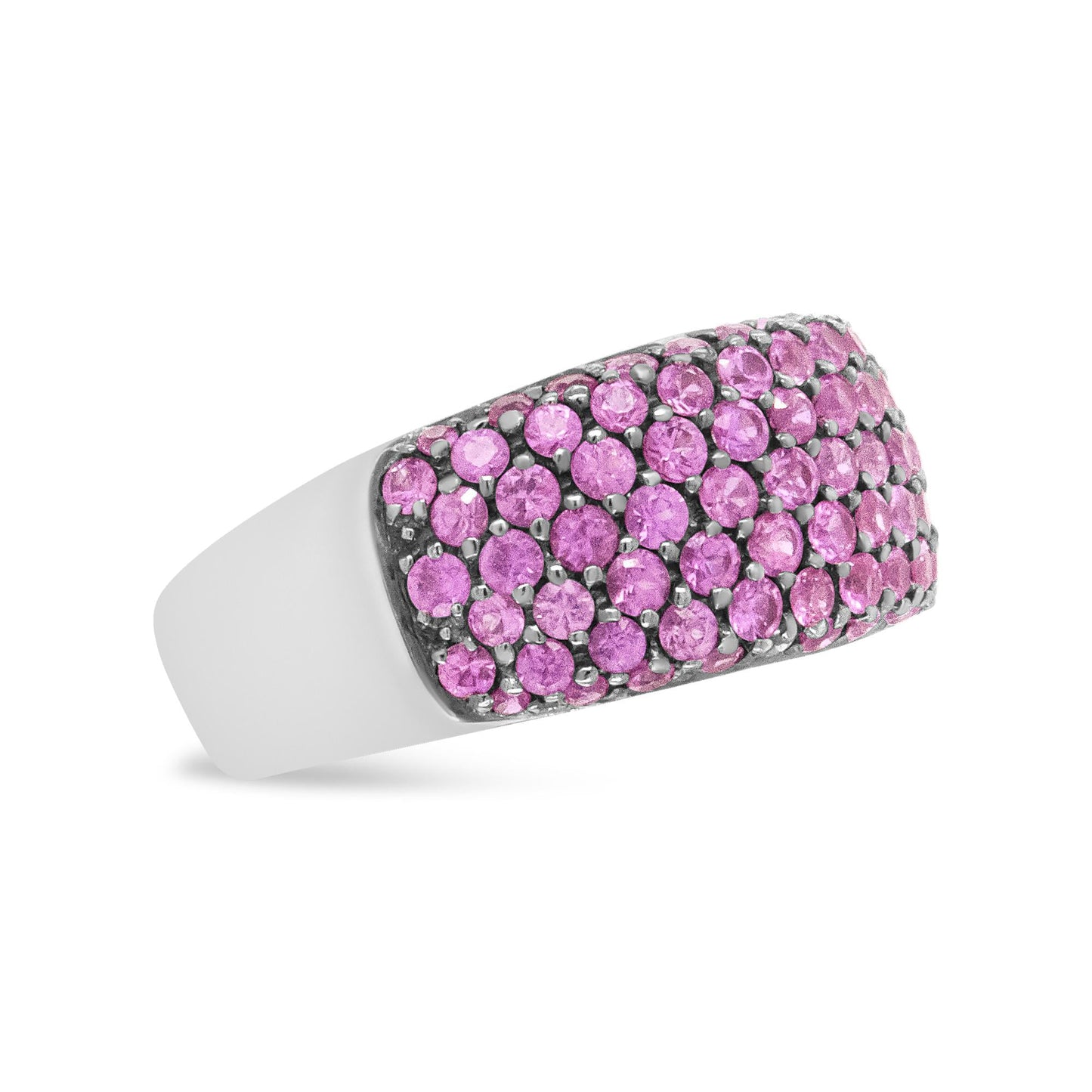 18K White Gold and Black Rhodium Multi Row Pink Sapphire Classic Band Ring-3