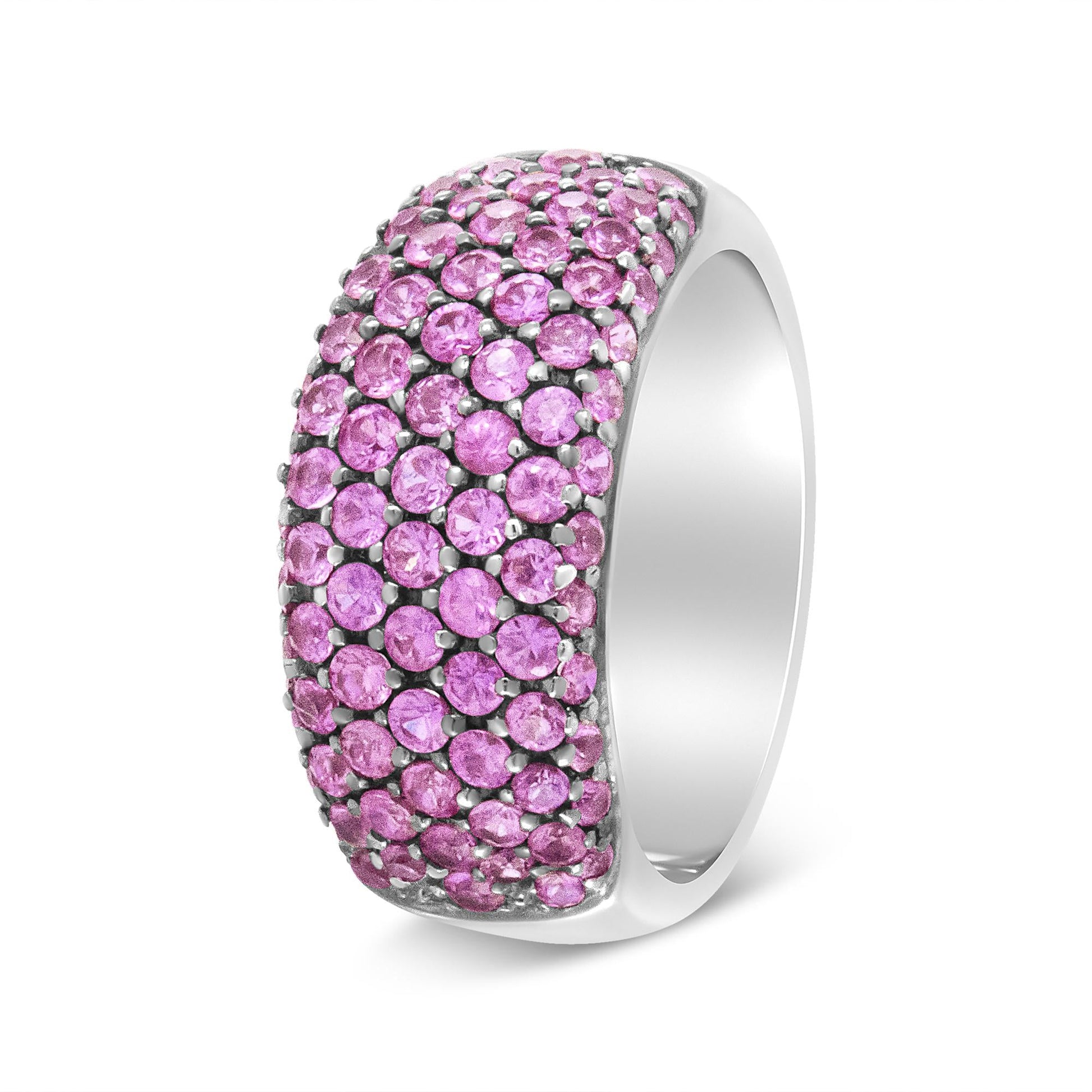 18K White Gold and Black Rhodium Multi Row Pink Sapphire Classic Band Ring-4