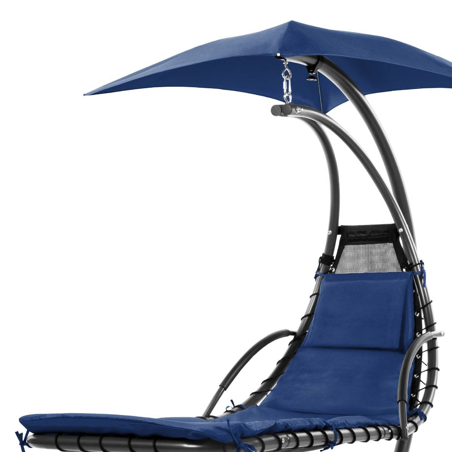Navy Blue Single Person Sturdy Modern Chaise Lounger Hammock Chair Porch Swing-3