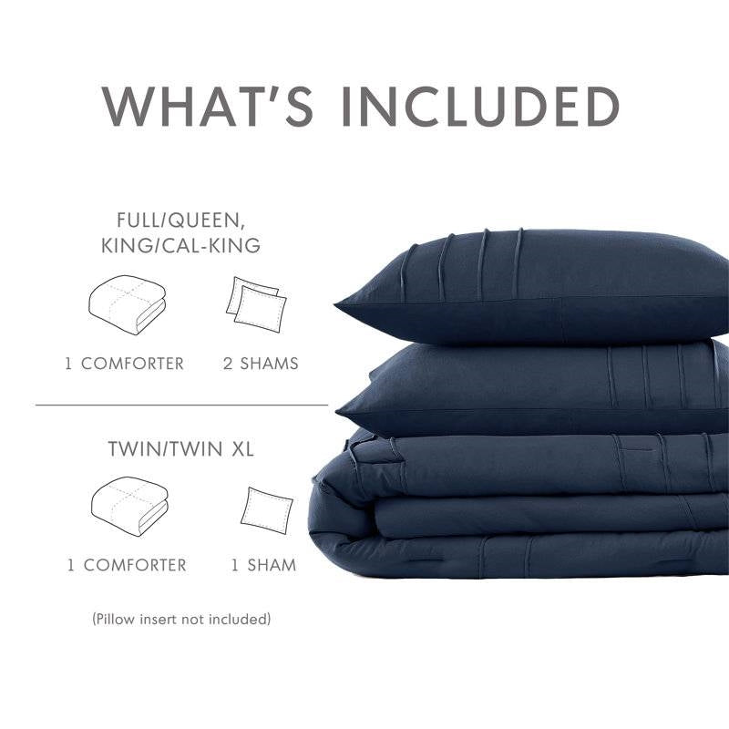 Twin/Twin XL Microfiber Pleated Bohemian style Pre-Washed Comforter Set in Navy-4